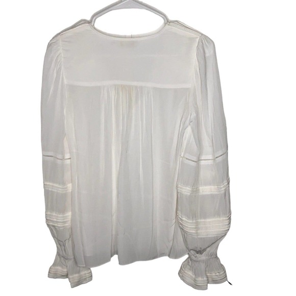NWT Ramy Brook Womens Finn Blouse Size Small Ladder Lace Trim Long Sleeve V Neck - Picture 4 of 14